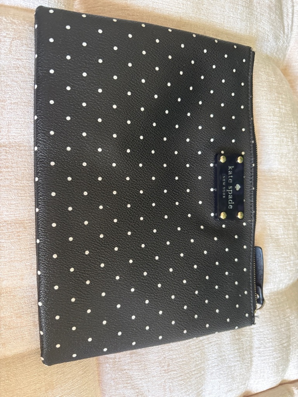 kate spade Black with White Polka Dot Zip Pouch